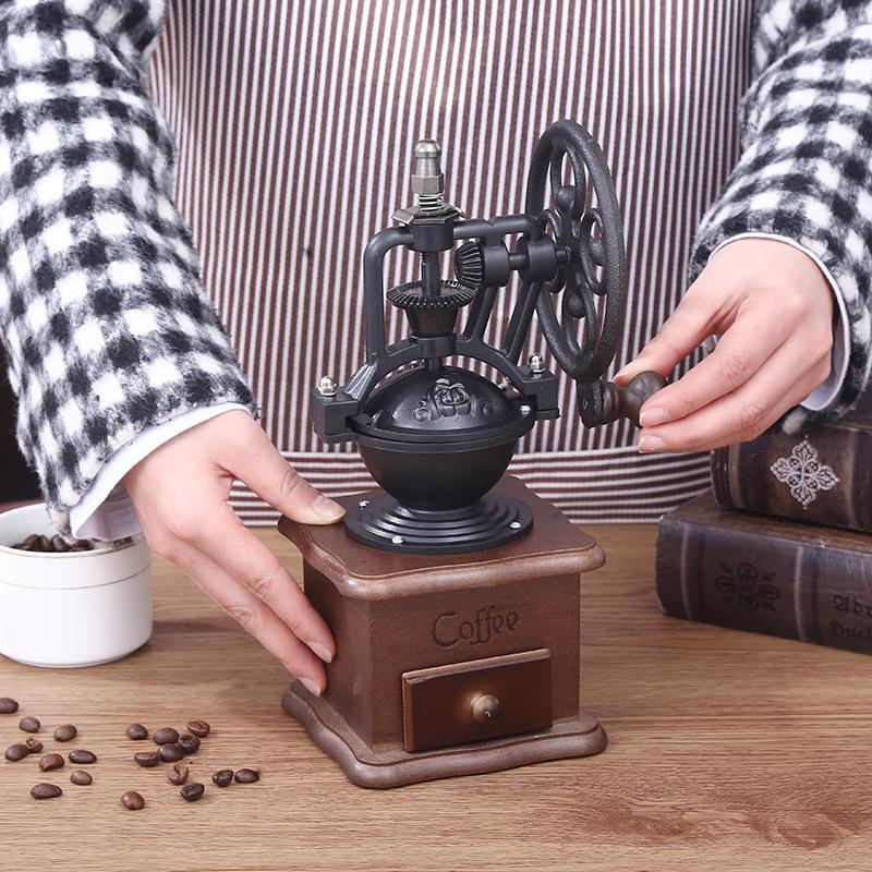 Vintage Big Wheel Manual Coffee Machine Portable Ferris Wheel Coffee Bean Grinder Professional Handmade Coffee Accessories