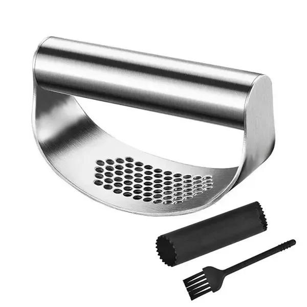 Garlic Press Squeezer Upgraded Stainless Steel Manual Garlic Ginger Rocker Crusher Garlic Cutting Mince Tools Kitchen Gadgets