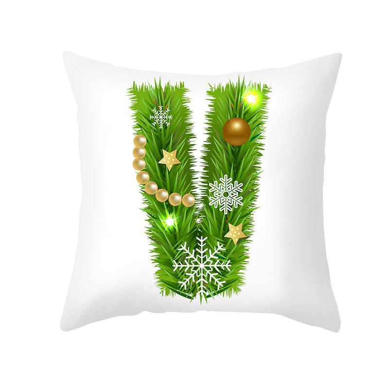 Christmas Pillow Cover Cartoon Green Letter Series Office Pillow Cover Printed Cushion Cover Cross-border