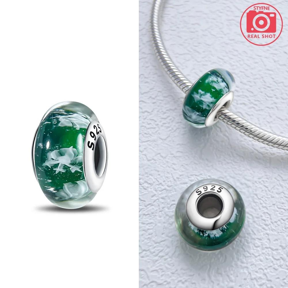 Original Rosa Glasperlen Blaue Romantische Perlen 925 Silber Charms für Frauen DIY Schmuckherstellung Armband Passend