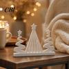 Holiday Desk Ornament 3D Printed Abstract Christmas Tree Figurine, Modern Minimalist Xmas Pure White with Star Topper for Home, Office, Party
