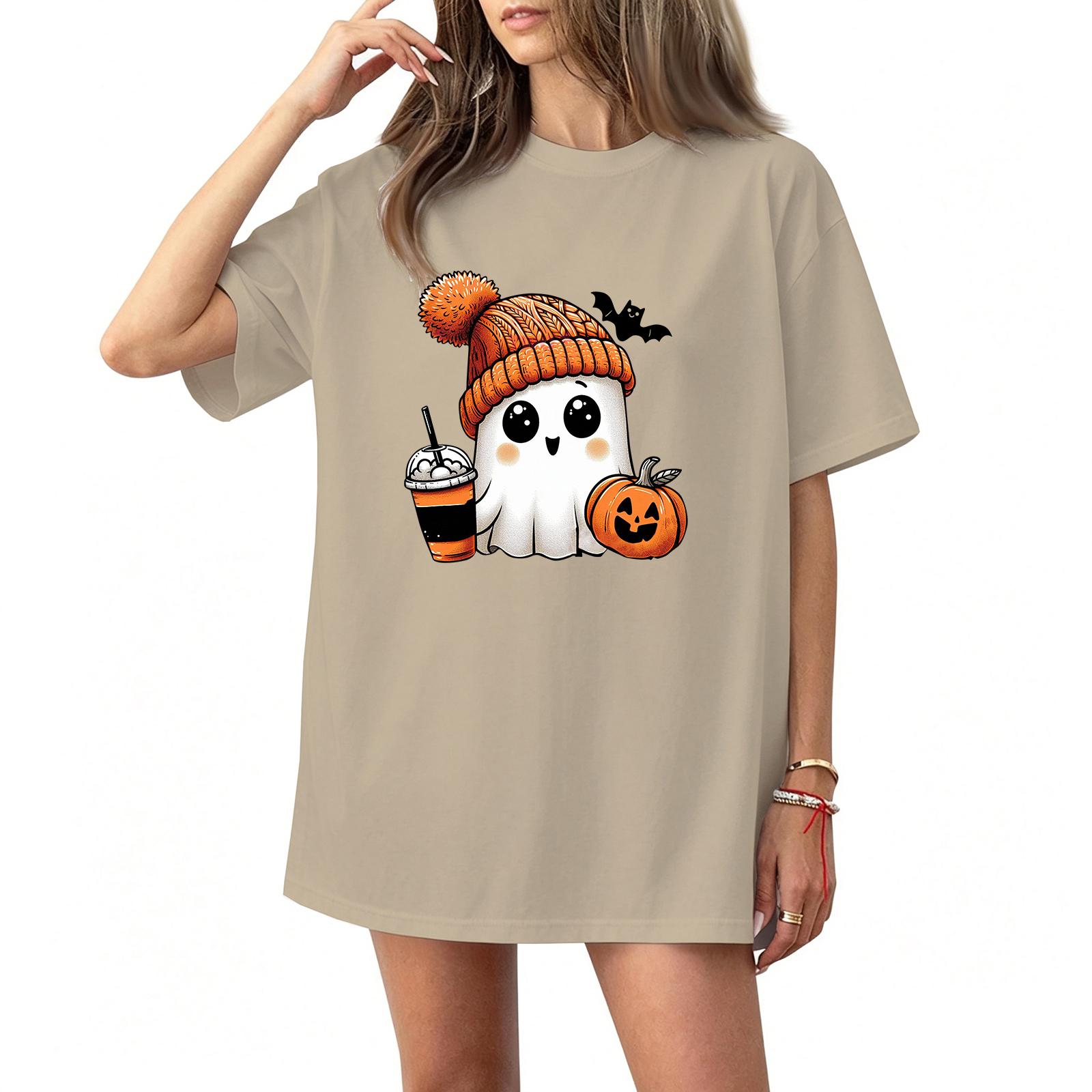 Women s Casual Printed Round Neck Pullover Short Sleeve Top L