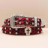 Cross Belt Leopard Print Western Rhinestone Belt Personalized Denim Woman Rivet Jeans Belt