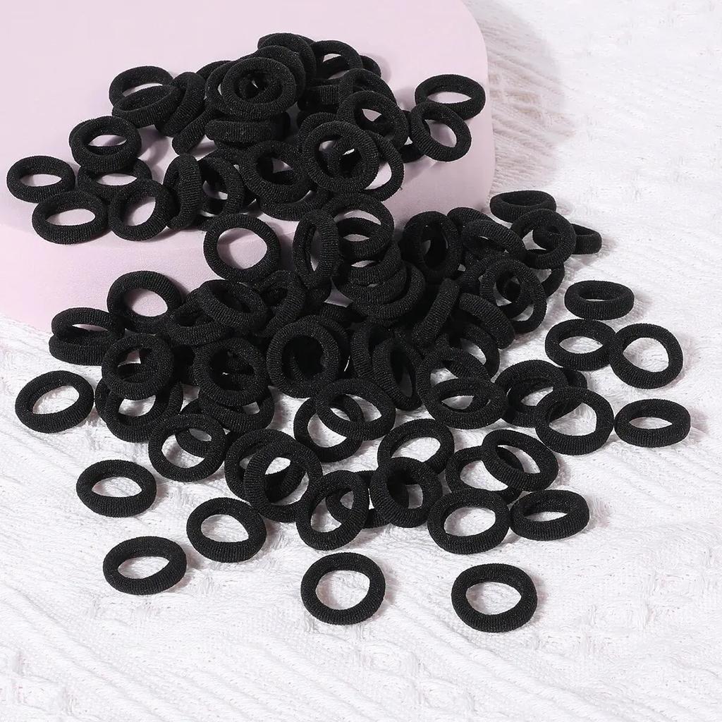 100PCS New Basic Nylon Ealstic Hair Ties for Girls Colorful Hair Band Ponytail Holder Scrunchie Rubber Band Kid Hair Accessories