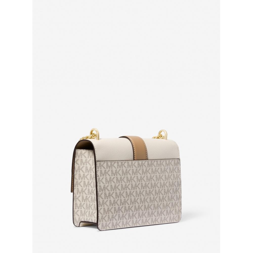 Michael Kors Greenwich Color Block Crossbody Small Mk Signature 35s5ggrc1b2605 Light Cream Multi