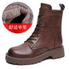 Fashion 4.5CM Fashion Women Boots Handmade Retro Genuine Leather Thick Heel Platform Ankle Boots For Women Warm Short Boots