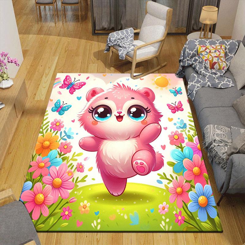1pc Pink Bear Print, Design Indoor Area Rug, Soft, Anti-Slip, and Durable Gaming Room Decor for Bedroom, Living Room, and Exercise Rugs, Per