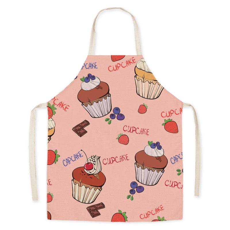 Kitchen Linen Apron Summer Orange Lemon Print Fruit Pattern Parent-child Sleeveless Apron Kitchen Cooking Home Cleaning Apron