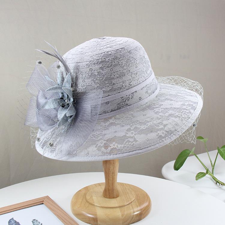 Elegant Lace Fisherman Hat for Women,  Breathable Sun Protection Bucket Hat, Vintage British Style with Mesh Floral Design