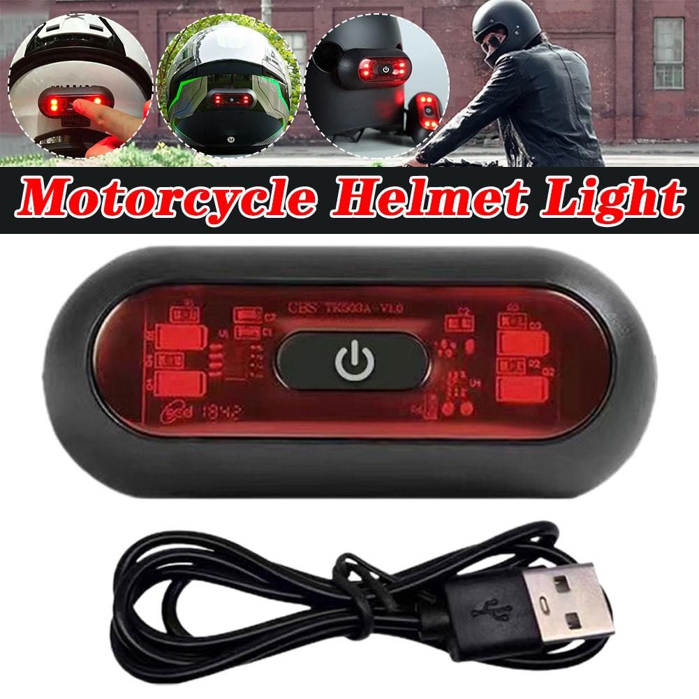 Motorcycle Helmet Warning Light Night Riding Warning Light Safe LED Driving Color Light USB Flashing Charging Waterproof Y8T2