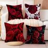 Hot Rose Cushion Cover Natural Linen Organic Fabric DoubleSided Printing Sofa Home Decor Breathable Bed Pillow