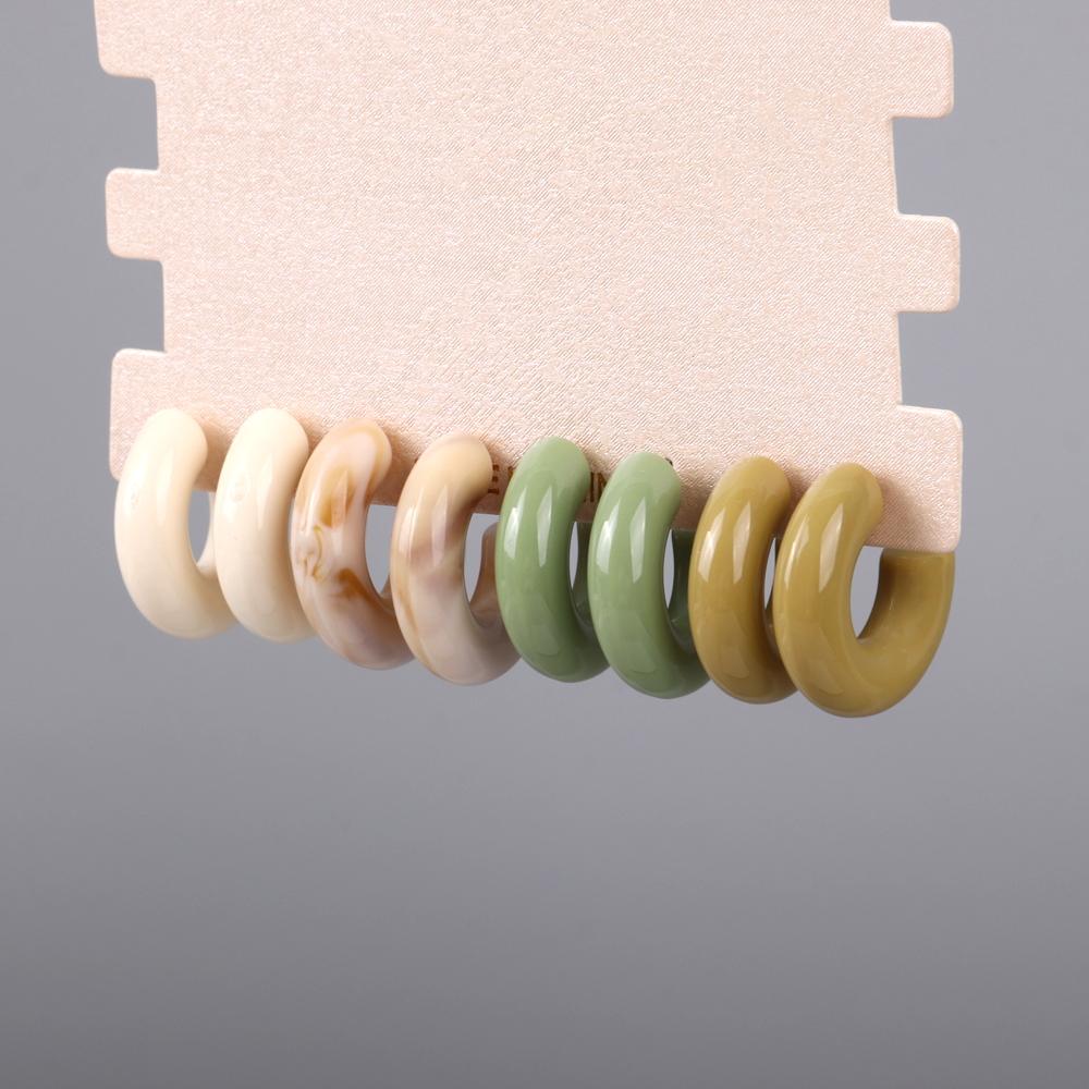 New Boho 4 pair/set Multicolor Acrylic Small Hoop Earrings Original Resin Geometric C Shape Drop Earring Jewelry Sets for Women