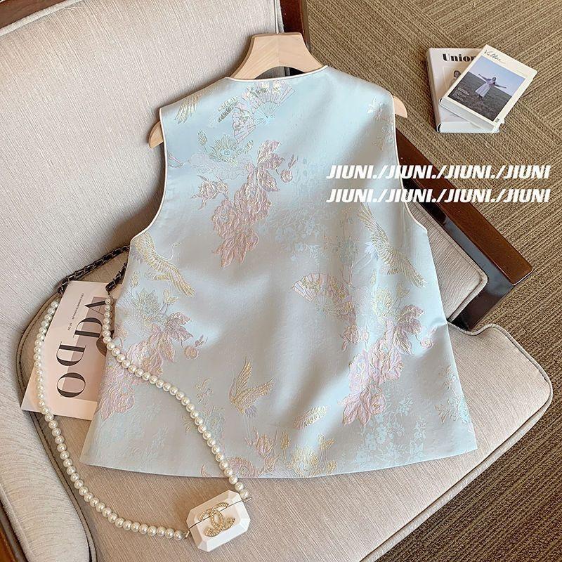 Spring Clothes Cold Jacquard Stacked Vest Women's New Loose and Thin Small Sleeveless Vest