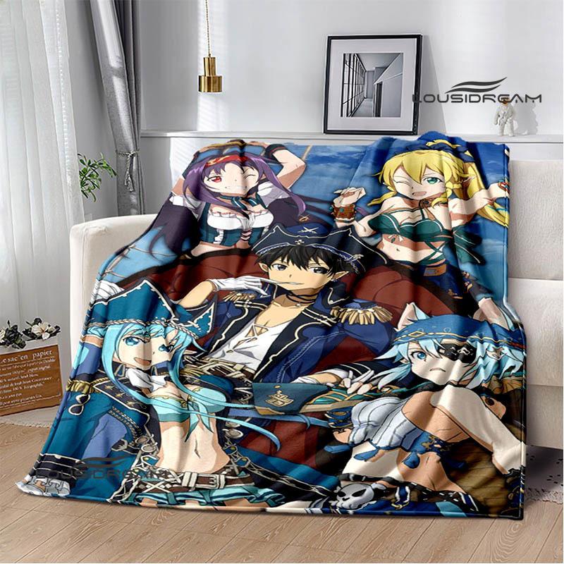 Cartoon Sword Art Online Printed Blankets Picnic Blanket Warm Flannel Blankets Home Bed Linings Blankets for Beds Birthday Gift