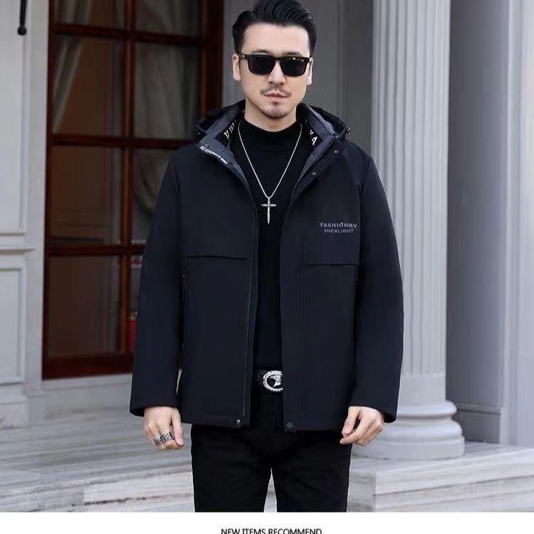 Men's Mid-Length Winter Parka with Mink Fur, Detachable Lining, and Genuine Leather Trim