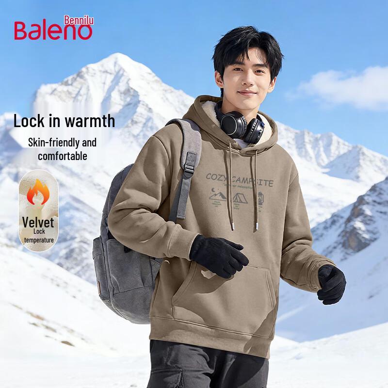 Baleno Men's Winter Thickened Lambswool Hoodie