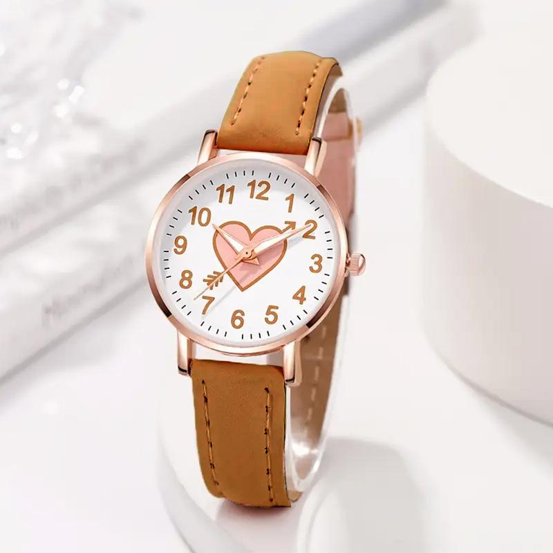 Cute Heart-shaped Dial Female Watch Student Wristwatch Simple Girl Girlfriend Gift