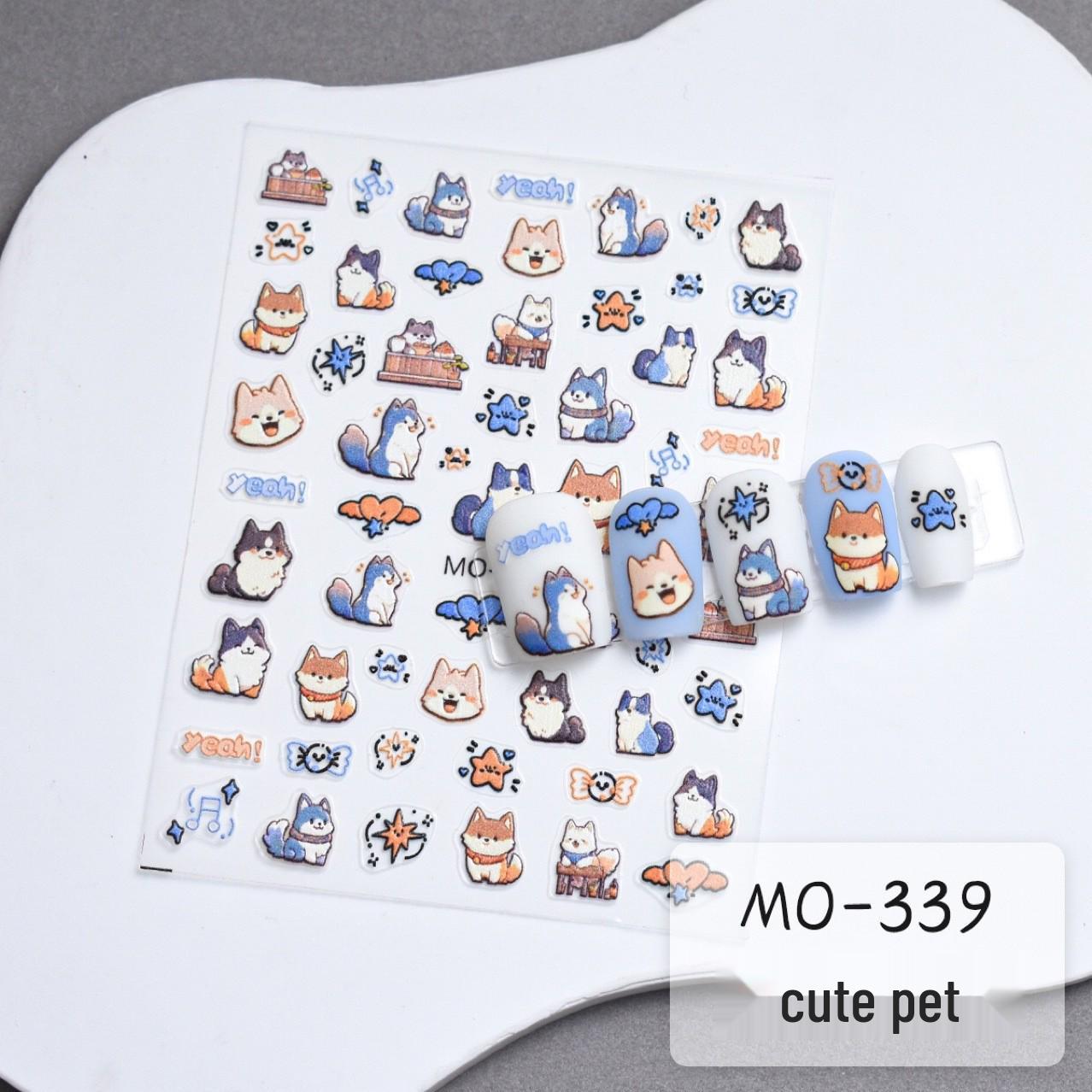 

Очаровательные 3D наклейки для ногтей с корги и котенком - Милые и объемные украшения для ногтей