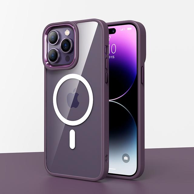 

Роскошный противоударный прозрачный чехол для телефона с металлической линзой и беспроводной зарядкой для Iphone 14 13 12 Pro Max с Magsafe For iPhone 14 Pro