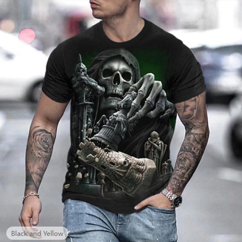 

Новая летняя мужская модная футболка с принтом скелета, мужская футболка, топ 8XL серый