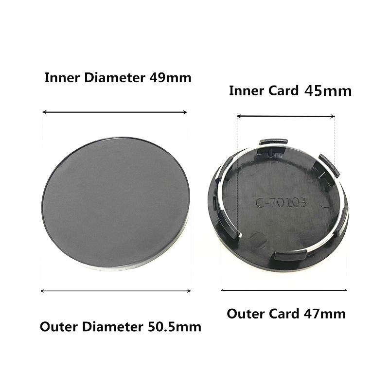 

4 Pcs 50mm Car Wheel Center Hub Cover Dustproof Caps Rim ABS Metal Ring Universal Auto Exterior Decoration Replacement Accessory