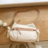 Belted ribbon bag_canvas caramel