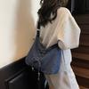 Denim Crossbody Bag Women's Bow Shoulder Bag Commuter Underarm Bag