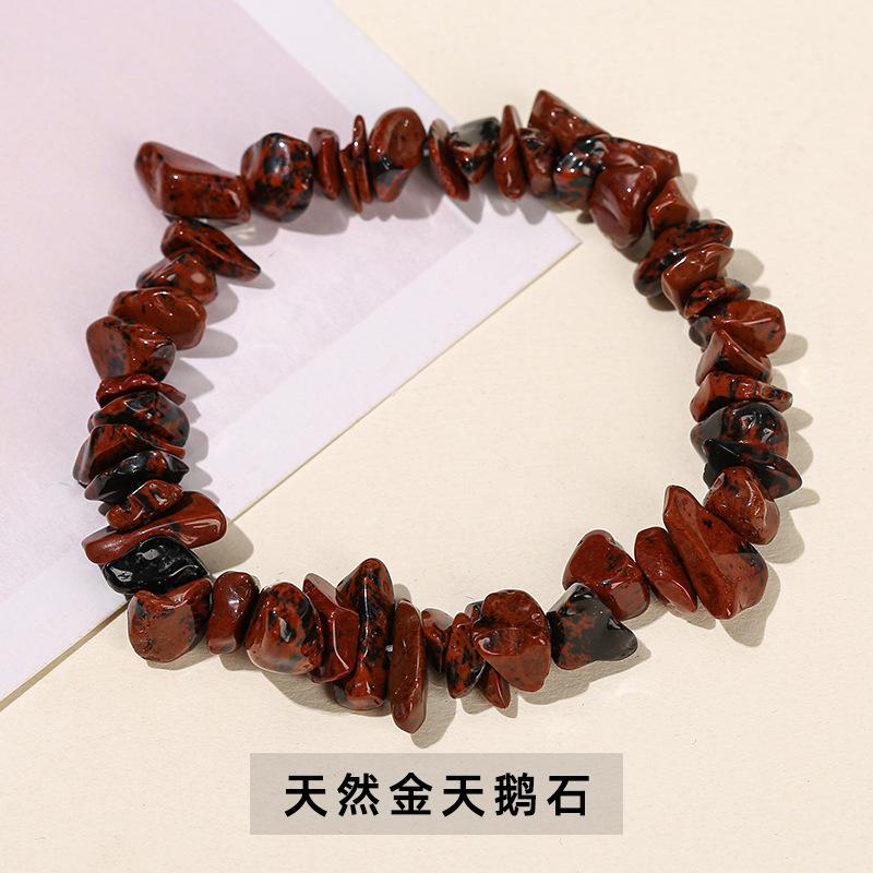 Natural Crystal Agate, Colorful Crushed Stone, Elastic Bracelet, Irregular, European and American Jewelry