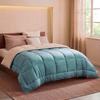 CALGARY - Couette Chaude Microfibre 400gr/m² - Beige Galet &amp; Vert Lac - 240 x 260 cm