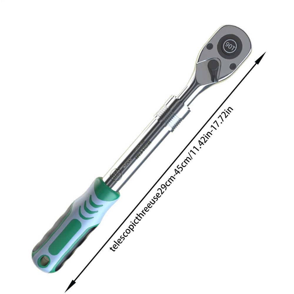Reversible Drive Socket Wrenches Extendable Socket Wrench 90-Tooth Ratchet Wrench Adjustable Reversible Hand Tool 1/2 Inches