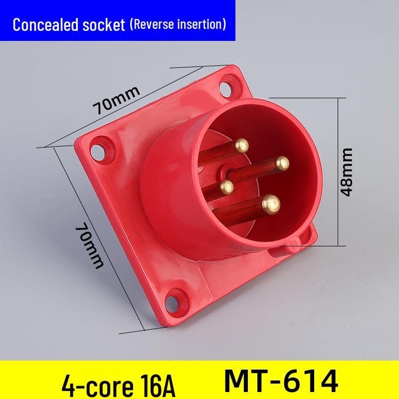 Waterproof Industrial Aviation Plug Socket: 16/32A Three-Phase Connector, 3-5 Pin, Recessed/Surface Mount Options