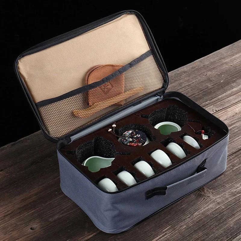 Customize Chinese Kung Fu Teaset Ceramic Portable Teapot Set Outdoor Travel Gaiwan Tea Cups of Tea Ceremony Teacup Fine Gifts