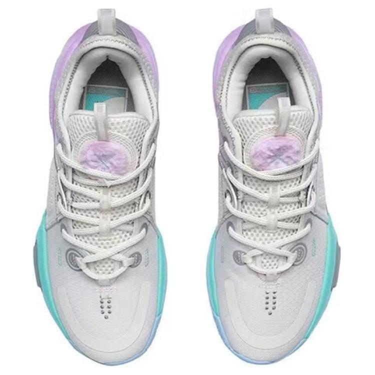 New LiNing All City 9 Anti Slip Wear Resistant Low Top Basketball Shoes Men's White Purple Blue ABAR051
