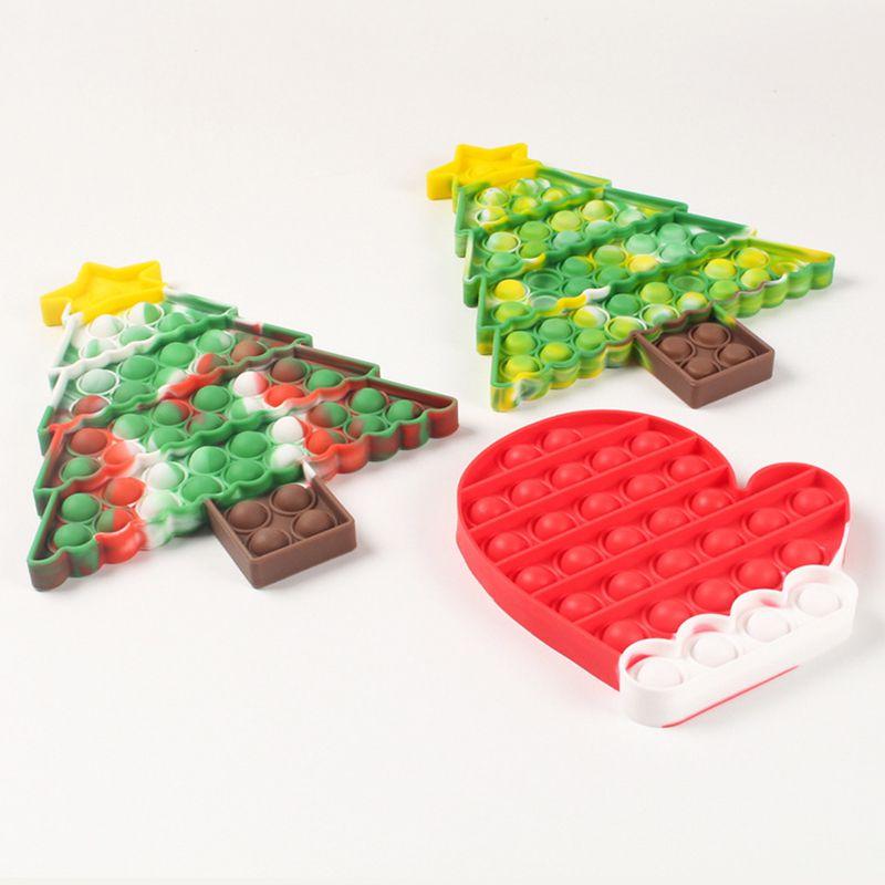 Joyful Christmas Big Size Pop It Silicone Toys For Relaxation Featuring Adorable Santa Claus And Cheerful Christmas Tree Shapes