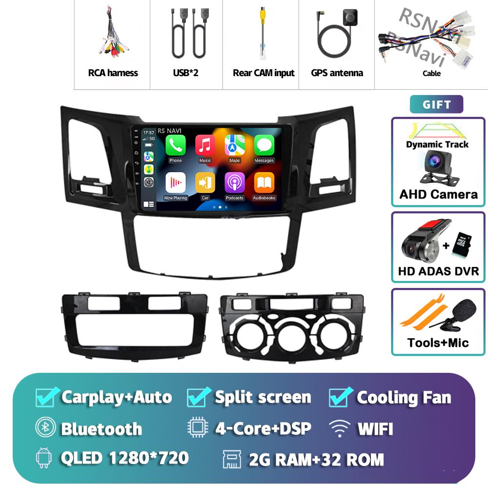 Android 14 Carplay Auto For Fortuner Hilux 2005 - 2014 Car Radio Player Multimedia Stereo Navigation 4G+WIFI Head Unit AI Voice
