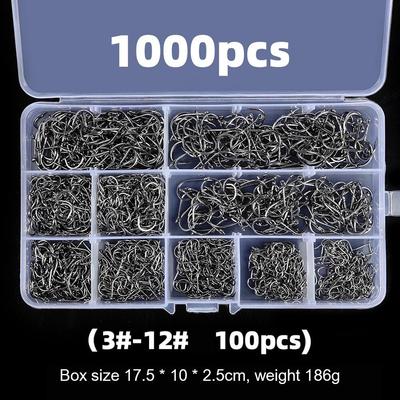 500PCS/1000PCS Box Fishing Hooks Set High Carbon Steel Sharp Durable Barbed Fishhook Rock Fishing Equipment Gear Tackle