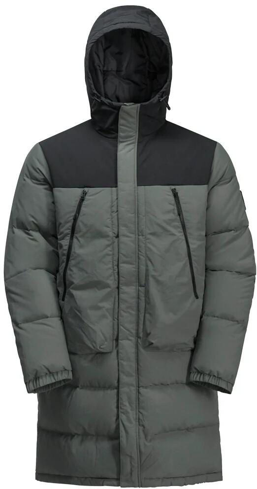 Куртка Jack Wolfskin Dellbrueck Long Jacket шиферно-зеленого цвета