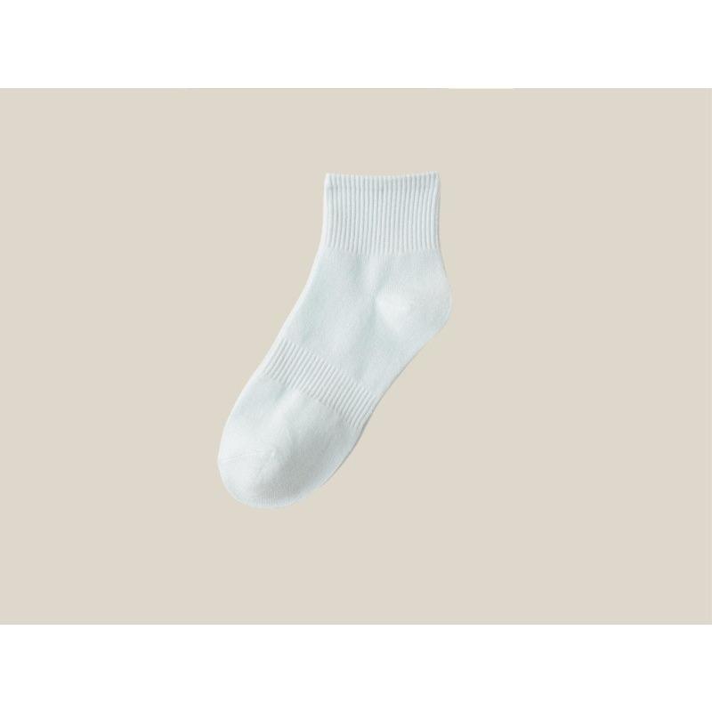 Thick Mid-calf Socks, Summer Lightweight Cotton Socks, Spring and Autumn Sweat-absorbing and Breathable Plain-colored Short Socks