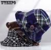 Women's Contrast Color Plaid Printed Warm Winter Hats Mom's Cold-proof Windproof Outdoor Soft Bow Bucket Hats