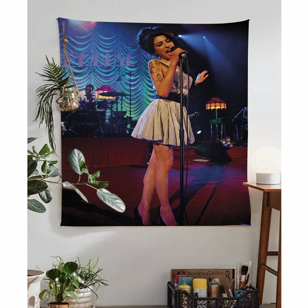 Amy WWinehouse Music Singer Movie Tapestry Art Printing Japanese Wall Tapestry Anime Wall Hanging Home Decor