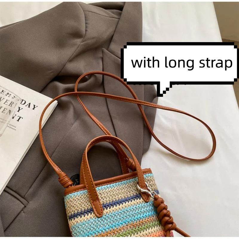 Fashion Portable Striped Women Crossbody Bags Straw Large Capacity Beach Bag Shoulder Bags Ladies Casual Clutch Purse