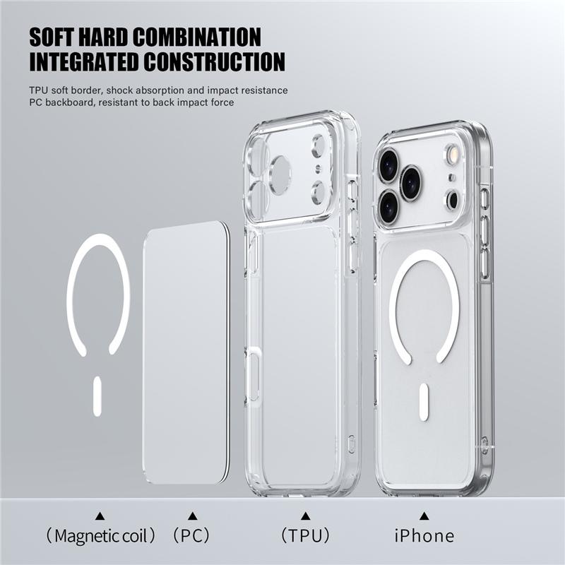 Luxuriöse Transparente Stoßfeste Magsafe Magnetische Hülle Für iPhone 17 Air 17Pro 17 Pro Max Kabelloses Laden Stoßfeste Harte Rückseite