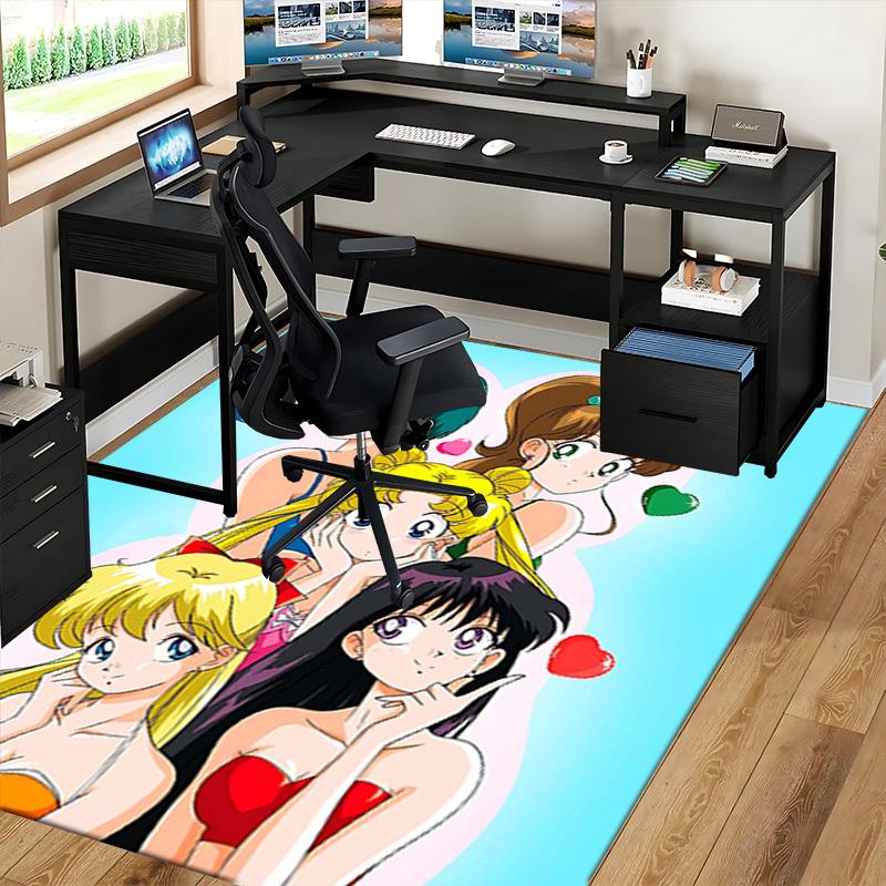 1pc Sailor Moon Anime Cartoon Design Office Chair Mat Non-Slip Carpet for Home Decor, Suitable for All Seasons, Perfect Gift for Fans.O052