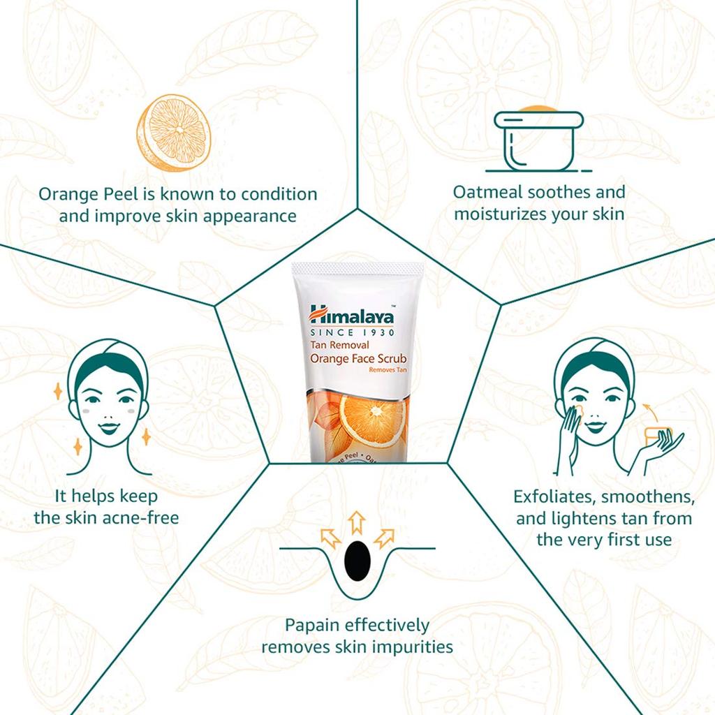 Himalaya Tan Removal Orange Face Scrub 50g Pack Of 1 Gentle Exfoliating Moisturizing Skin Care