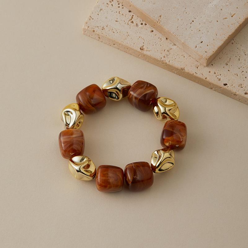 Colar Pulseira de Contas Irregulares em Acrílico para Mulheres Bangle Geométrico Bohemia Feito à Mão Acessórios de Joias para Casal