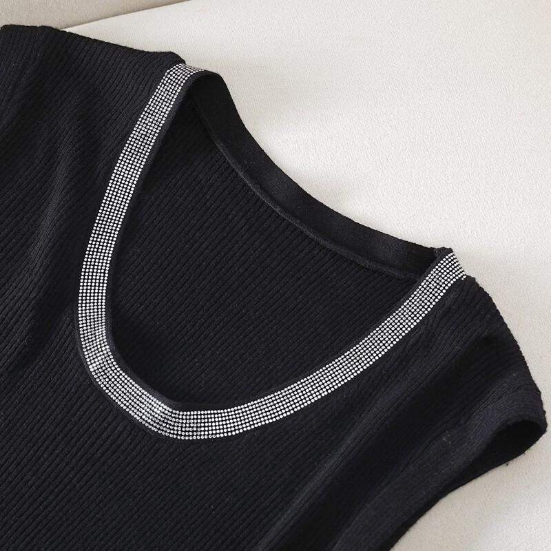 Sybill She Women's Wool Blend Sleeveless Knit Top with Rhinestones
