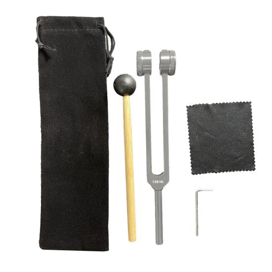 Aluminum Tuning Fork with Wooden Hanmmer Wrench Rag 128/256/512HZ Healing Instrument Tuning Fork Yoga