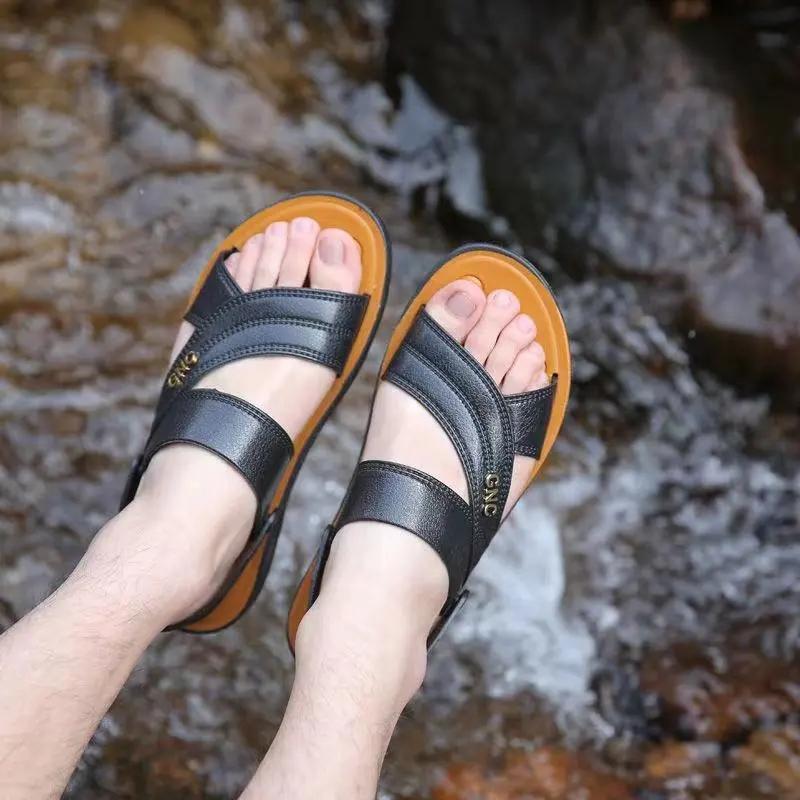 Summer Men's Sandals Non-slip Waterproof Beach Shoes Soft Bottom Wear-resistant Slippers Outside Wear Sandals Bath Slippers Flip Flops