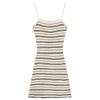 Spice girl retro striped knitted suspender dress women's summer new skirt waist thin a word short skirt