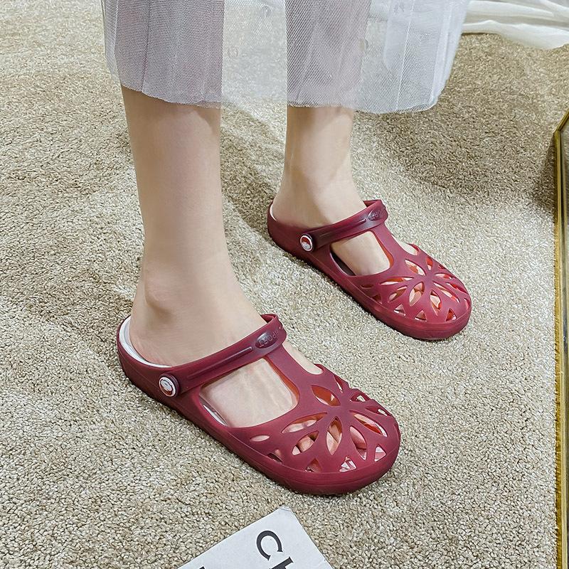 Saboți de plajă pentru grădinărit pentru femei, papuci de vară, pantofi cu găuri de jeleu, pentru asistentă, sandale anti-alunecare, cu vârf închis, saboți cu pană, pantofi de grădină, tobogane confortabile